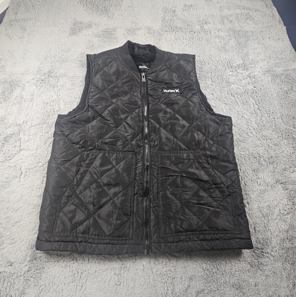 Mens M Thermalwall Black Full Zip Quilted Vest by Hurley